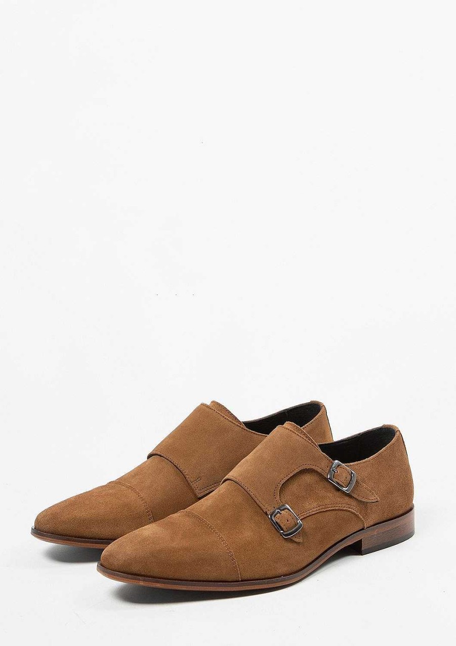 Sacha Suede Buckle Shoes - Brown